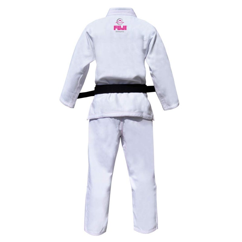 FUJI All-Around Brazilian Style Jiu Jitsu Uniform, White (Pink Lettering), Size W3 - Image 2